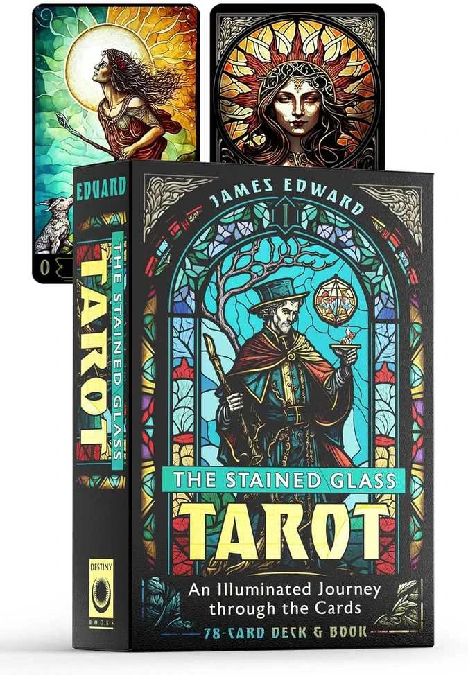 Destiny Books Taro kortų rinkinys - The Stained Glass 78 Taro Kortos su Gido Knyga, 16.4x28.8x4 cm