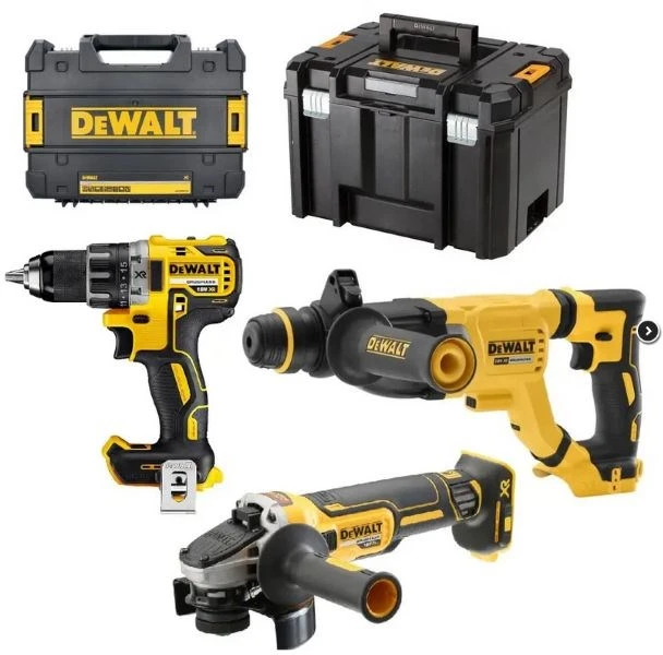 Zest.3 Įrankių rinkinys DeWalt DCK327P2T-QW (DCD791 + DCH263 + DCG405); 18 V; 2x5,0 Ah akum.