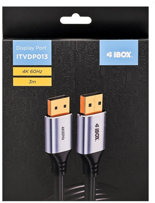 „iBox ITVDP013 DisplayPort“ kabelis 4K 60Hz auksinis kištukas 3 m