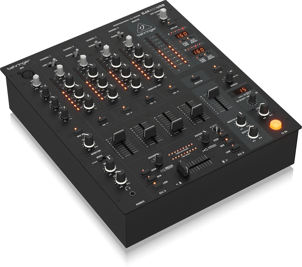 „Behringer DJX900USB“ – profesionalus 5 kanalų DJ maišytuvas su INFINIUM bekontaktiu VCA kryžminiu faderiu, pažangiais skaitmeniniais efektais ir USB/garso sąsaja