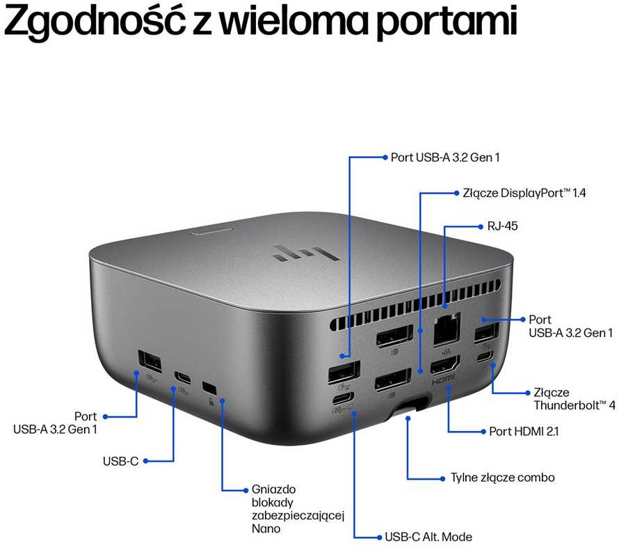 „Thunderbolt“ Stotelė - HP „Thunderbolt 4“ „Ultra Dock“ 280 W Meteorinė Sidabro Ralva
