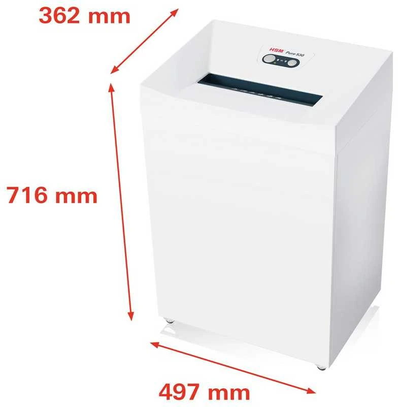 HSM 2353111 HSM Pure 530 - skersinis pjūvis 4,5x30 mm/ 14-16 lapų 80 g/ 80 l šiukšliadėžė/ P-4