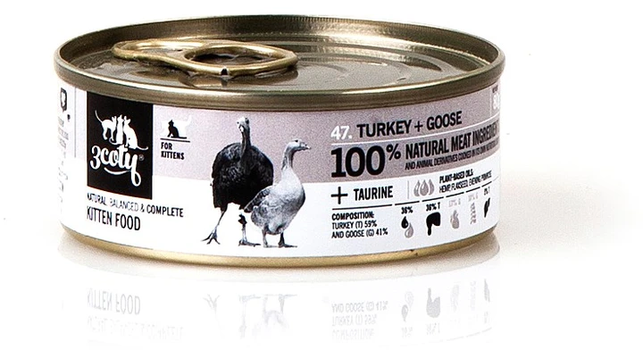 3COTY kalakutiena su žąsų mėsa kačiukams - šlapias kačių ėdalas - 80g