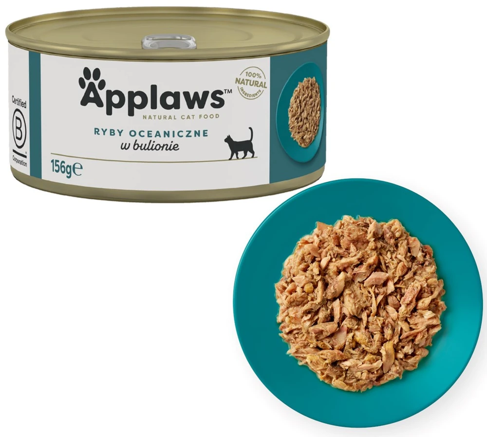 APPLAWS Ocean fish in broth – šlapias kačių maistas – 156g