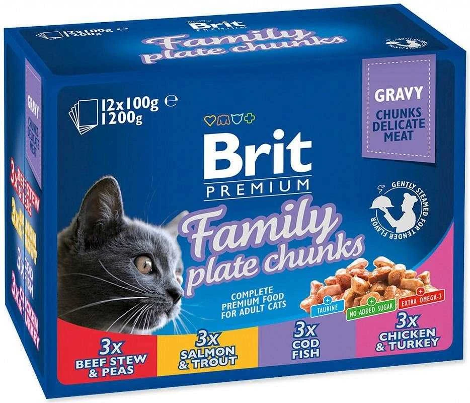 Brit Premium konservai katėms maiš. Family Plate 1200g (12x100g)