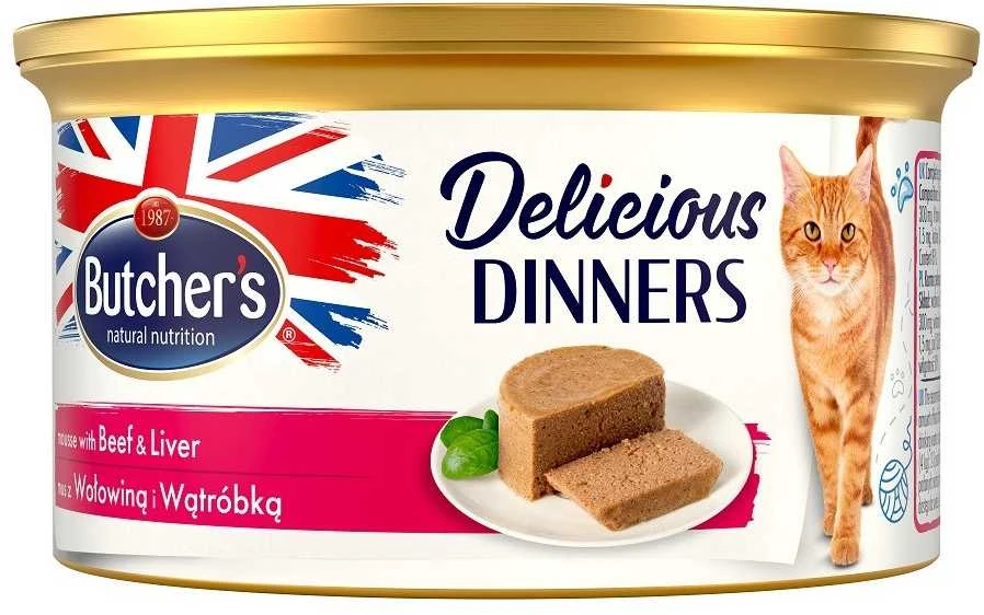 Drėgnas Kačių Maistas - BUTCHER'S Classic Delicious Dinners Jautiena Su Kepenimis, 85g