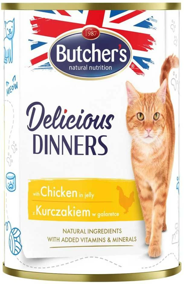 Drėgnas Kačių Maistas - Butcher's Vištienos Gabalėliai Drebučiuose 400 G