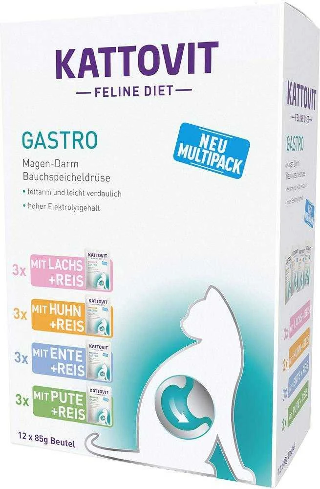 Drėgnas Kačių Maistas - KATTOVIT Feline Diet Gastro 12 x 85g Paukštienos Skonio