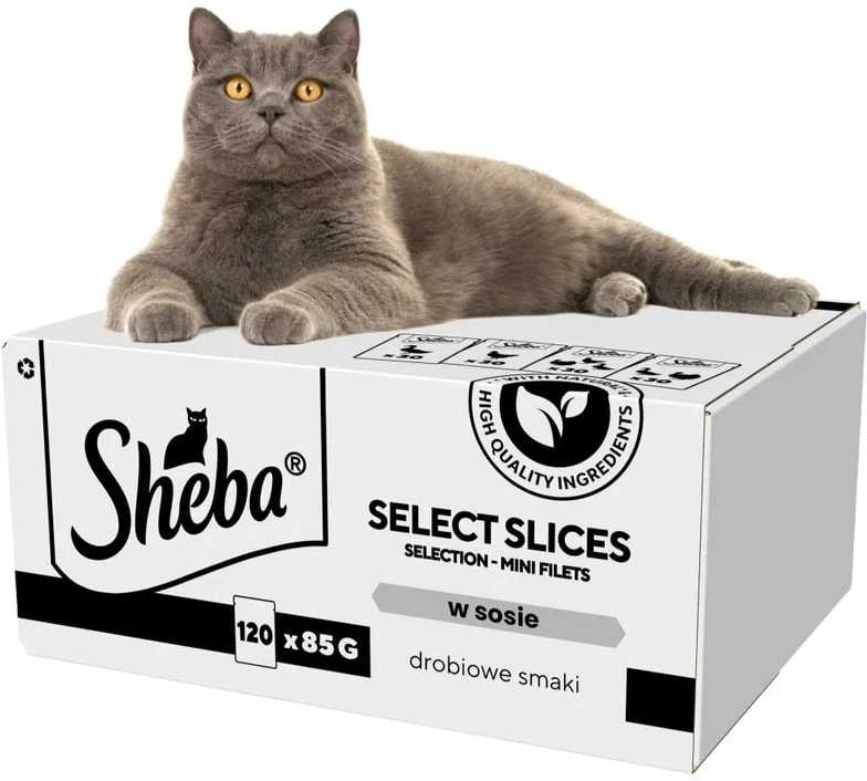 SHEBA Selection atrinkti gabalėliai paukštienos skonio padaže (120x85g) visavertis drėgnas kačių maistas
