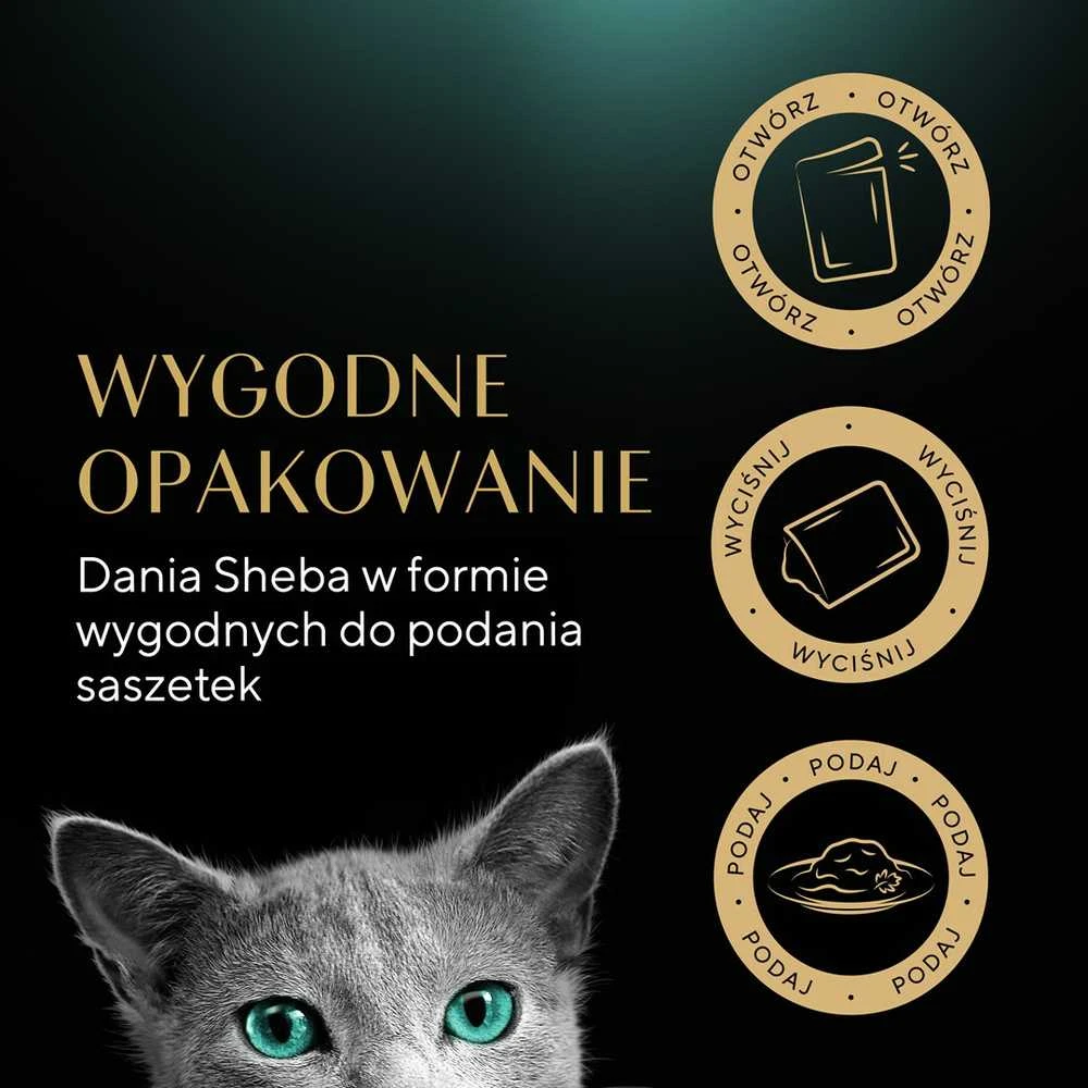 SHEBA Maišeliai (80x85g) Žuvies Skoniai Sušalę Maistas Suaugusiems Kačiukams Želė