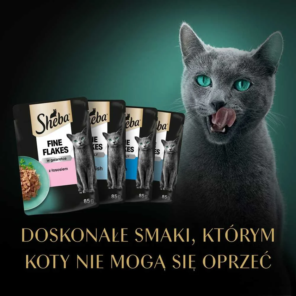 SHEBA Maišeliai (80x85g) Žuvies Skoniai Sušalę Maistas Suaugusiems Kačiukams Želė