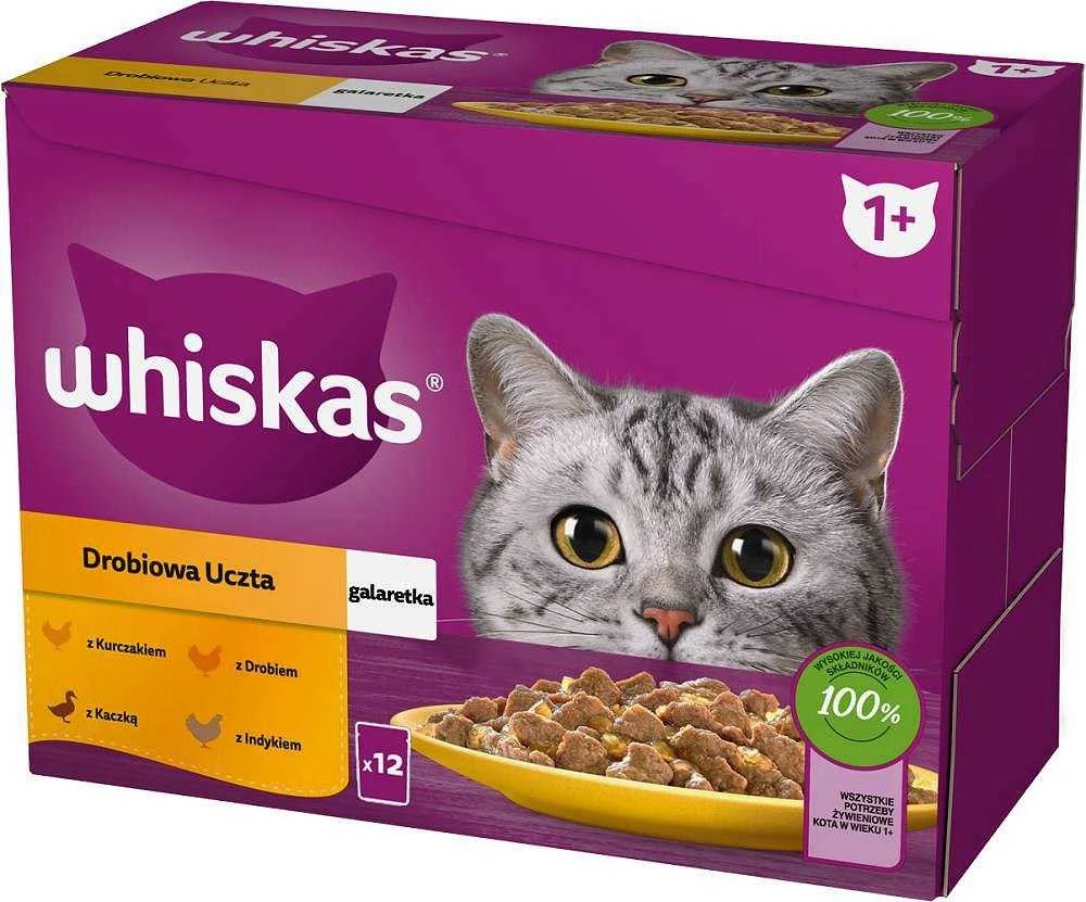 Drėgnas Kačių Maistas - Whiskas Želė Su Paukštiena, Antiena, Kalakutiena, Vištiena 12 X 85 g