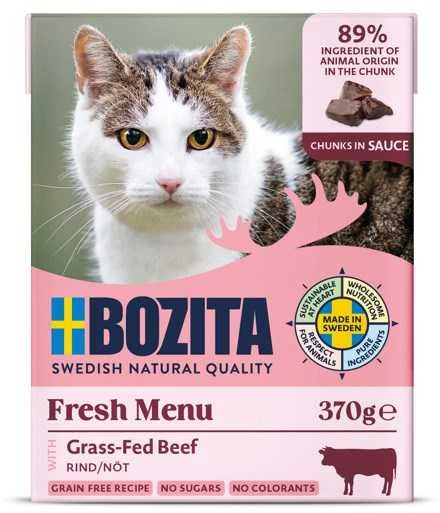 Kačių Maistas - BOZITA Jautiena Padaže Drėgnas Maistas Katėms 370g Be Grūdų
