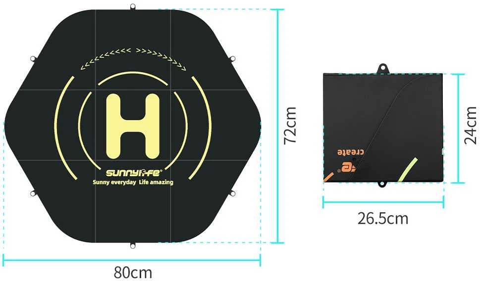 Nusileidimo padėklas dronams Sunnylife 80 cm šešiakampis – dvipusis (TJP11)