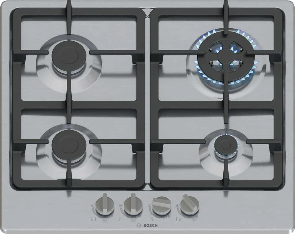 Bosch Serie 4 PGH6B5K90 hob Nerūdijantis plienas Built-in 60 cm Gas 4 zone(s)
