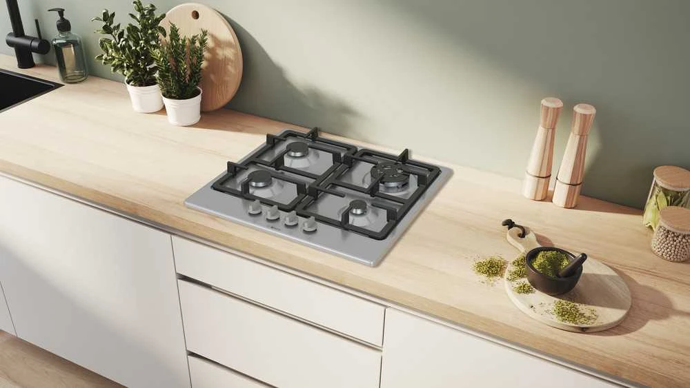 Bosch Serie 4 PGH6B5K90 hob Nerūdijantis plienas Built-in 60 cm Gas 4 zone(s)