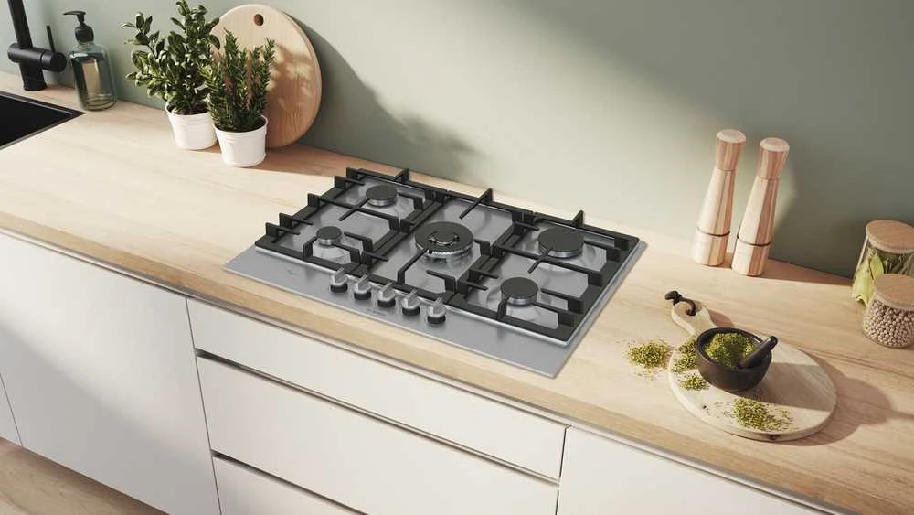 Kaitlentė Bosch Serie 6 PCQ7A5I90 hob Nerūdijantis plienas Built-in 75 cm Gas 5 zone(s)