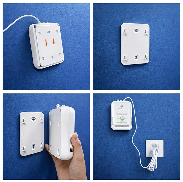 Qoltec 52651 gamtinių dujų nuotėkio jutiklis | CH4 detektorius | NG | Tuya | Wi-Fi | 85dB signalizacija | LED