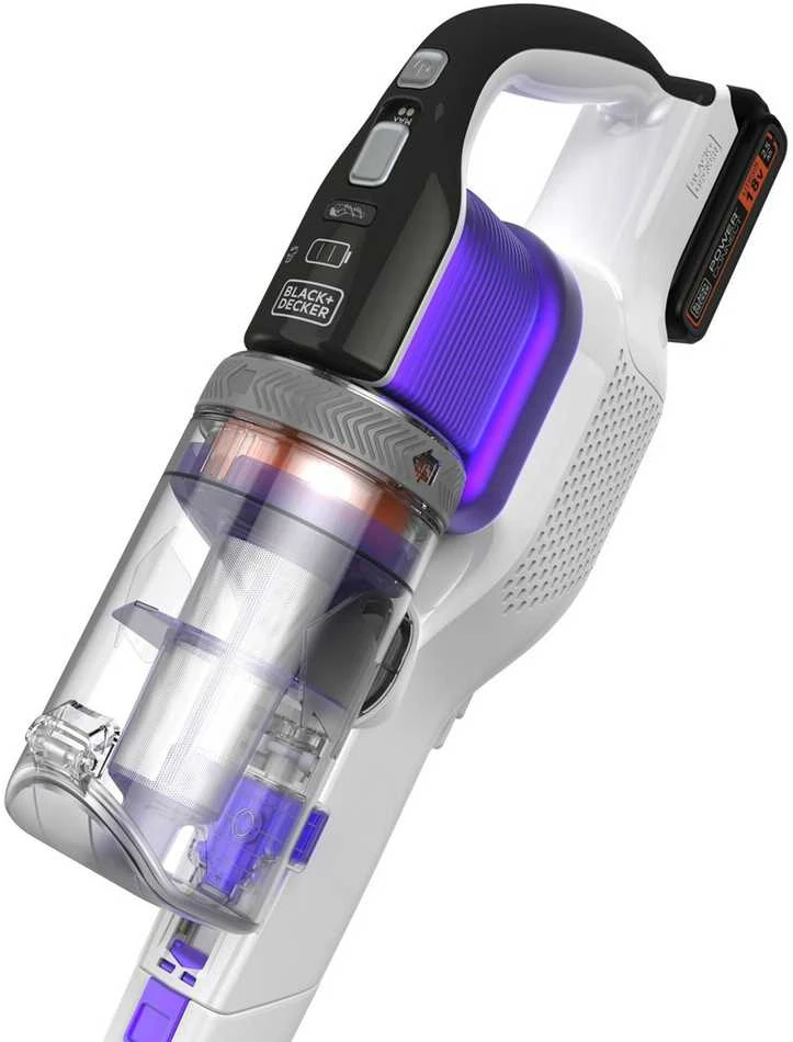 Black & Decker Juodas & Decker BHFEV1825CP lazdinis dulkių siurblys/elektrinė šluota 2 viename lazdinis dulkių siurblys Baterija Dry Bemaišis Baltas 2.5 Ah