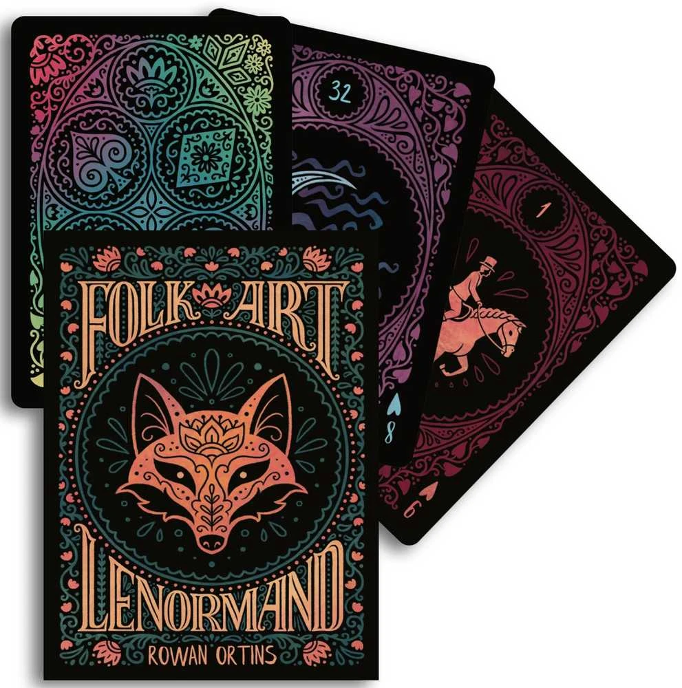 Us Games Systems Folk Art Lenormand liaudies meno būrimo kortos, spalvinga kaladė