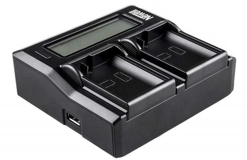 Dviejų dalių baterijų įkroviklis Newell DC-LCD skirtas LP-E6 baterijoms