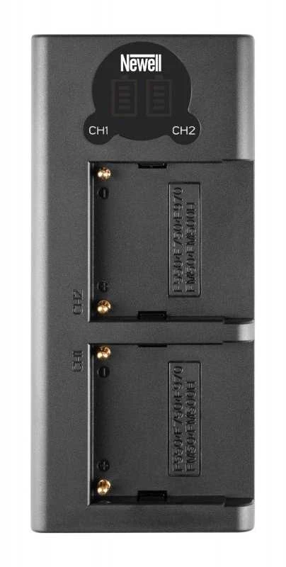 Dviejų kanalų įkroviklio ir dviejų NP-F570 baterijį Newell DL-USB-C rinkinys skirtas Sony