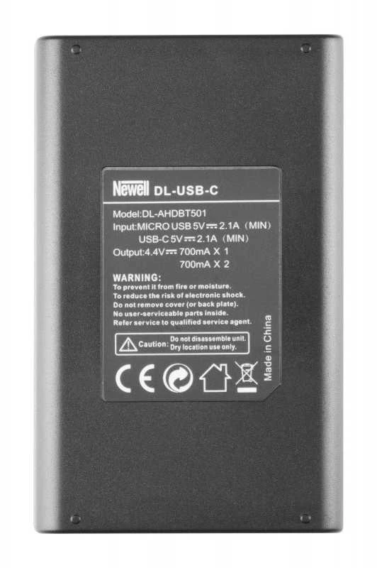 Dviejų kanalų įkroviklio rinkinys ir dvi SPJB1B baterijos Newell DL-USB-C, skirtos GoPro Hero 8