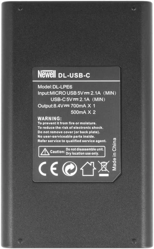Dviejų kanalų įkroviklis Newell DL-USB-C skirtas LP-E6