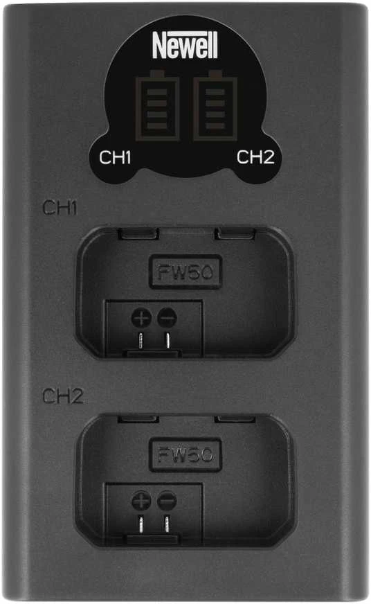 Dviejų kanalų įkroviklis Newell DL-USB-C skirtas NP-FW50 baterijai