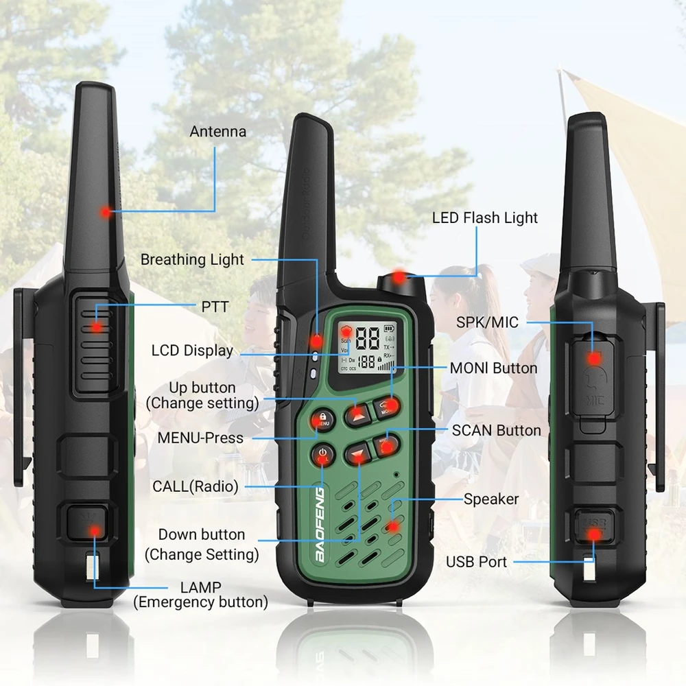 Walkie-Talkie Baofeng BF-T25E Žalias, 2 pieces