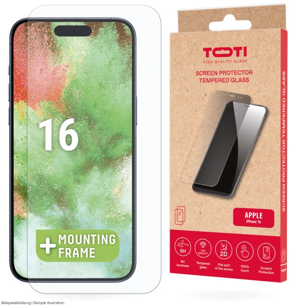 Toti TEMPERED glass 2D screen protector full cover for iPhone 16/15 Pro/15 Transparent