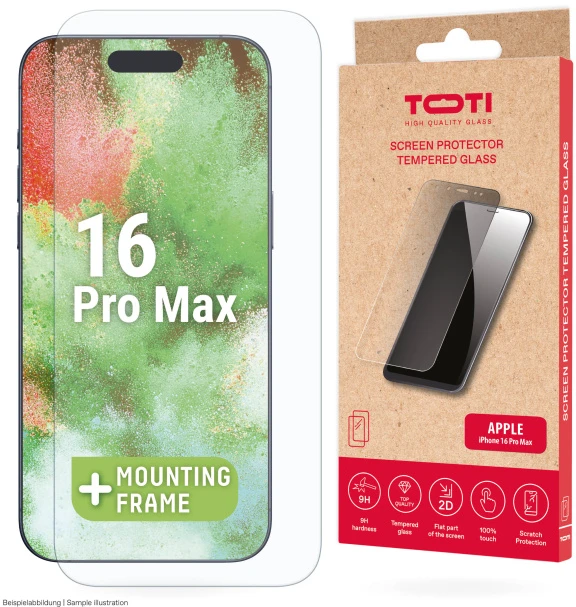 Toti TEMPERED glass 2D screen protector full cover for iPhone 16 Pro Max Transparent