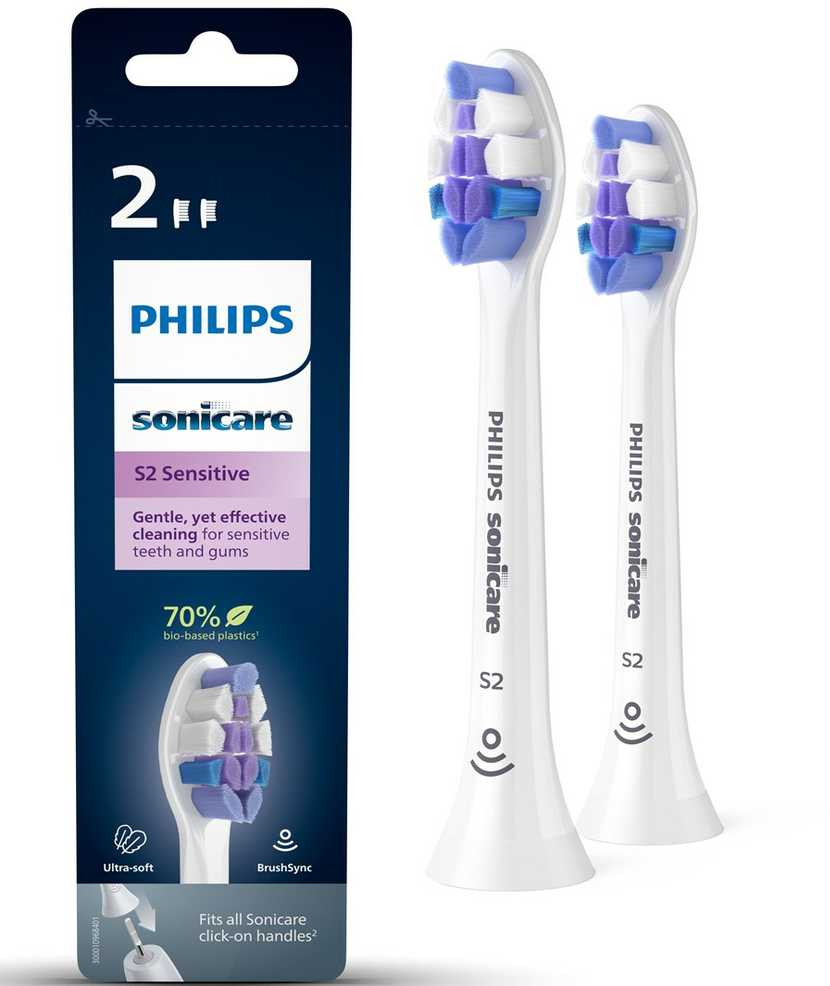 Philips Sonicare S2 Sensitive Standartinės „Sonic“ dantų šepetėlio galvutės HX6052/10