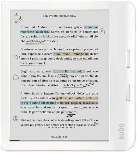 El. Knygų Skaityklė - Kobo Libra Colour 7" 32GB 300 PPI (N428-KU-WH-K-CK) (N428KUWHKCK) (Balta)
