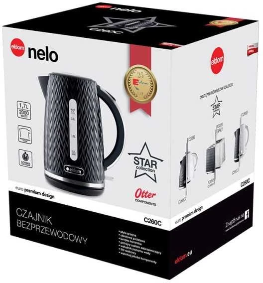 Cordless electric virdulys C260 NELO juodas ELDOM 1.7 L
