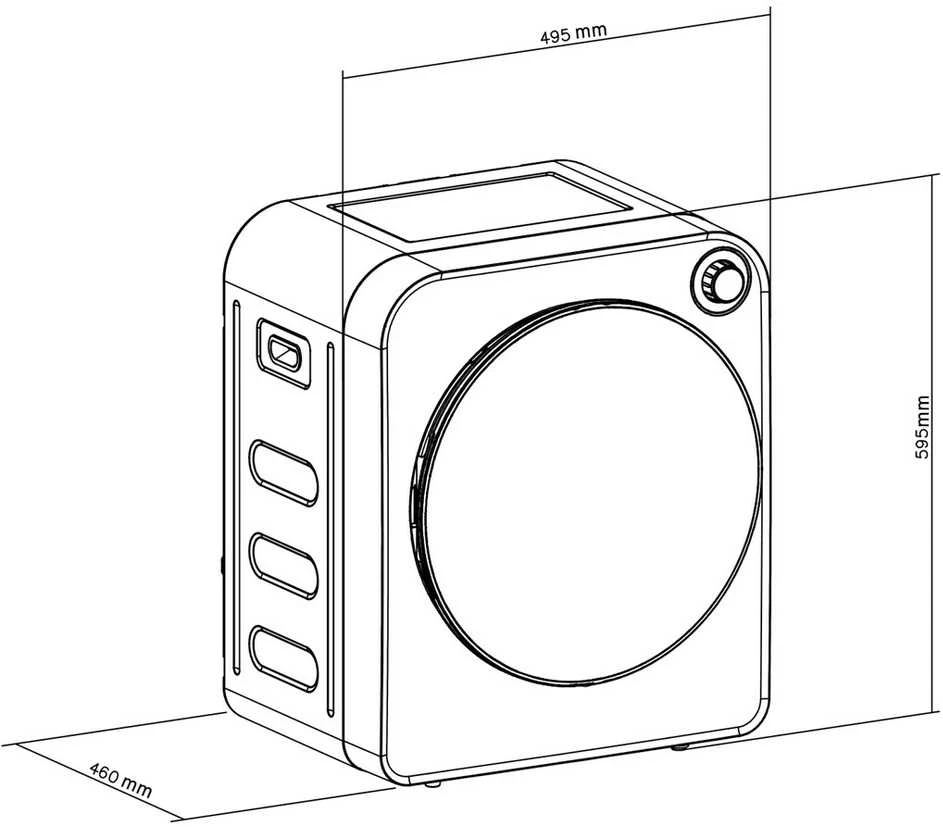 GreenBlue GB410 elektrinė būgninė džiovyklė, 3kg 830 W, ventiliuojama, 5 džiovinimo programos Kompaktiškas stalviršis, montuojamas ant sienos, nešiojamas su priedais