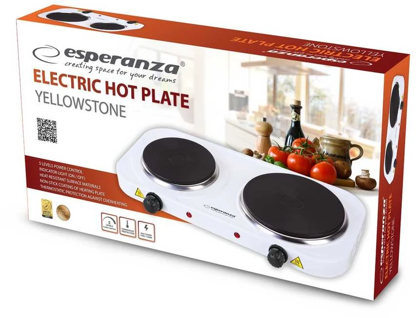 Esperanza EKH014W Electric cooker 2 zones Baltas