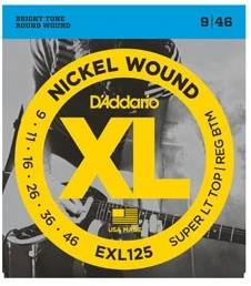 Stygos elektrinei gitarai D'Addario EXL125 .009