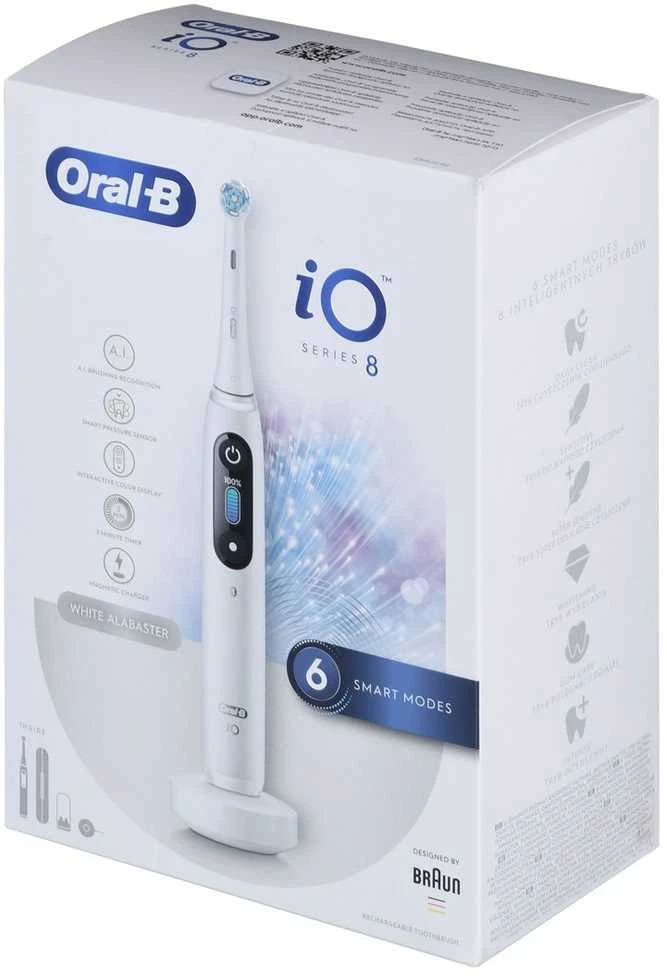 Elektrinis dantų šepetėlis Oral-B iO8, baltas