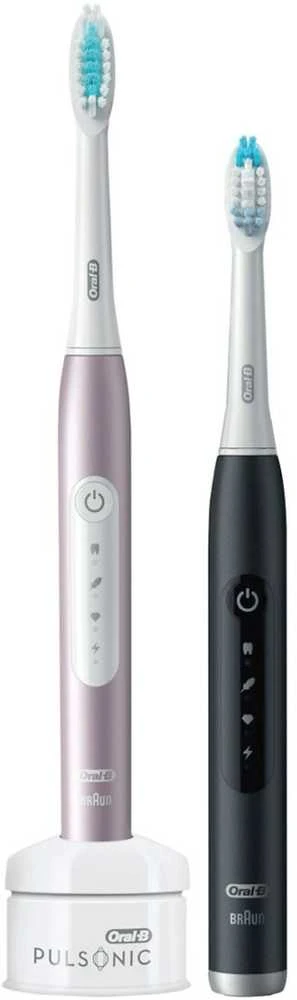 Oral-B Pulsonic Slim Luxe duetas: rožinis ir juodas šepetėliai