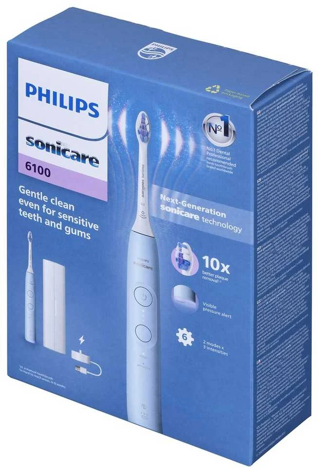 Elektrinis dantų šepetėlis Philips Sonicare Series 6100 HX7406/02, Žydras