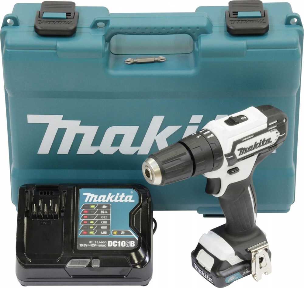 Akumuliatorinis kombinuotas gręžtuvas Makita HP333DSAW, Baltas