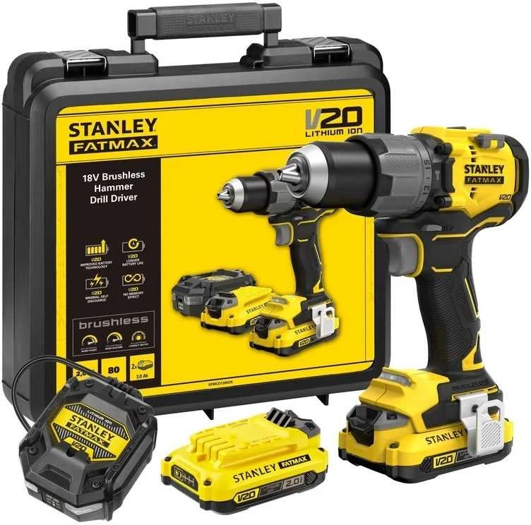 Smūginis suktuvas-gręžtuvas Stanley Fatmax SFMCD726D2K-QW; 18 V; 2x2,0 Ah akum.