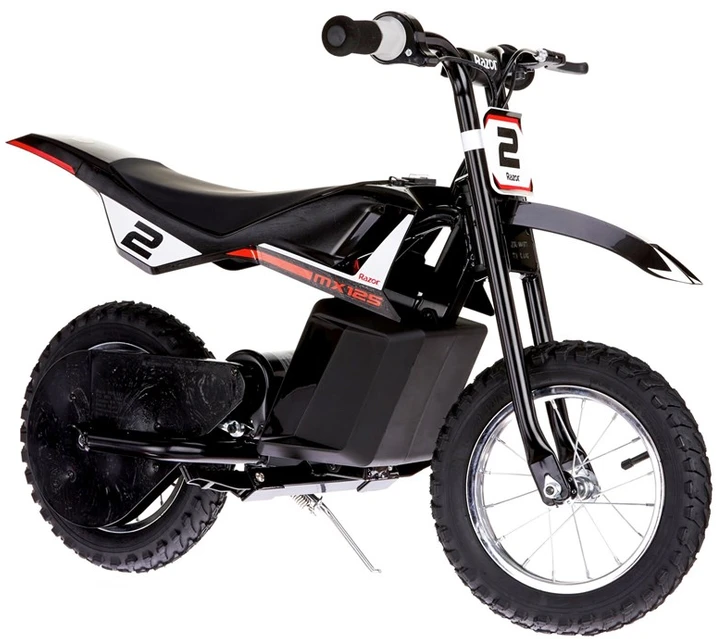 Razor MX125 +DECALS Dirt Bike, ES, juodas, ličio baterija