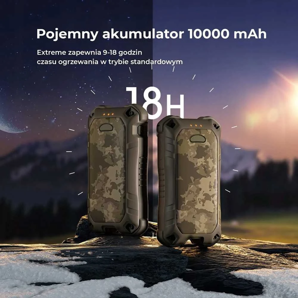 Ocoopa UT4 Extreme 2x5000 mAh rankų šildytuvas su powerbank funkcija, USB-C, juodas