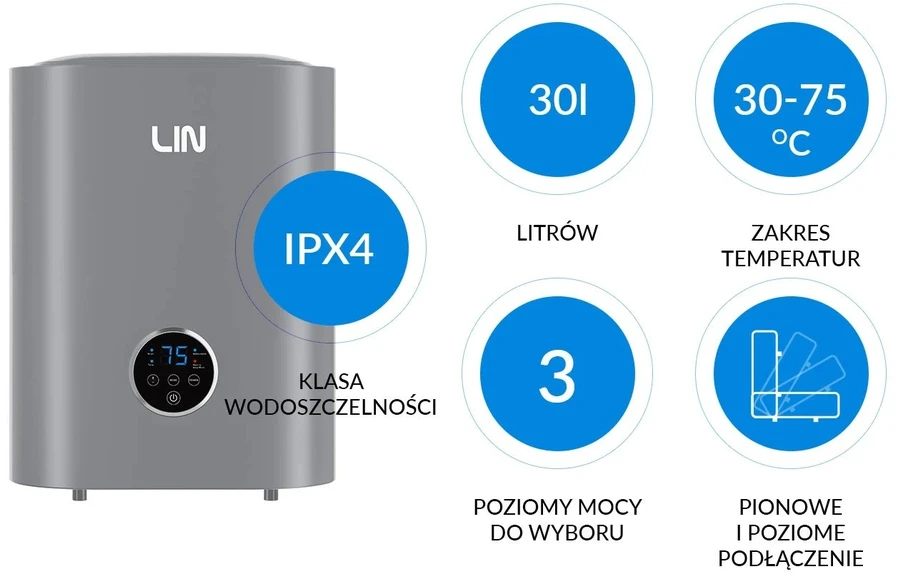 Elektrinis Vandens Šildytuvas - LIN LIFVD1SMGY 30 L 2 000 W Pilkas
