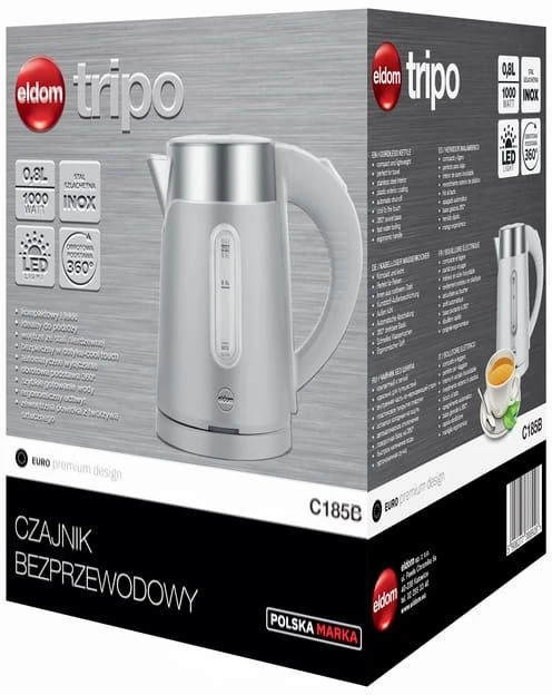 ELDOM C185 B TRIPO CORDLESS KETTLE 0.8 L 1000 W Baltas