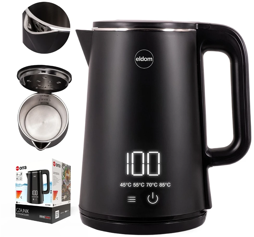 ELDOM C515C Cordless Virdulys 1.8 L 2000 W Juodas