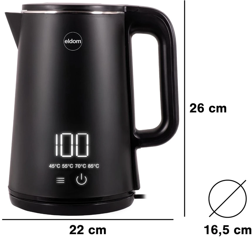 ELDOM C515C Cordless Virdulys 1.8 L 2000 W Juodas