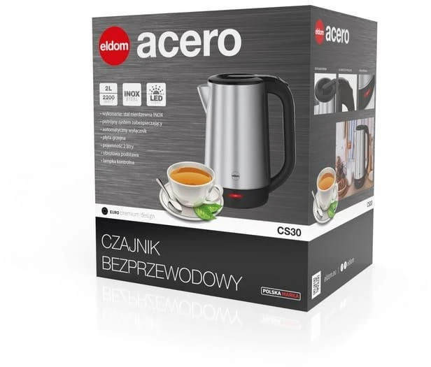 ELDOM CS30 ACERO CORDLESS KETTLE 2.0 L 2000 W Sidabrinis